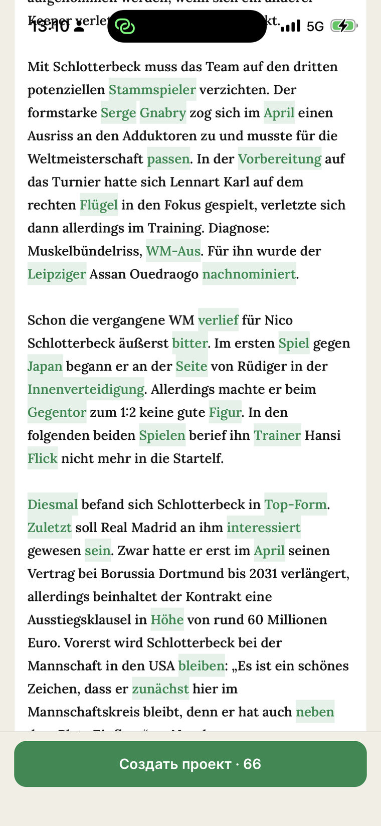 A teljes felismert szöveg — a talált szavak kiemelve